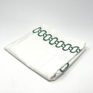 Serena & Lily White Cotton Savoy Embroidered Green Chain Euro Pillow Sham